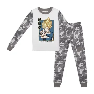 Bioworld Little & Big Kid Boys Dragon Ball Z Crew Neck Long Sleeve 2-pc. Pajama Pants In Gray