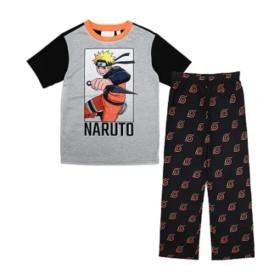 Bioworld Little & Big Kid Boys Naruto Crew Neck Short Sleeve 2-pc. Pajama Pants In Gray