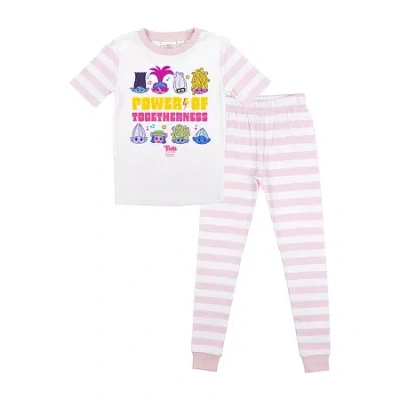 Bioworld Little & Big Kid Boys Trolls Crew Neck Short Sleeve 2-pc. Pajama Pants In Pink