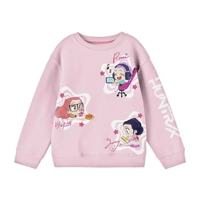 Bioworld Little & Big Kid Girls Crew Neck Fleece Long Sleeve Kpop Demon Hunters Sweatshirt In Pink
