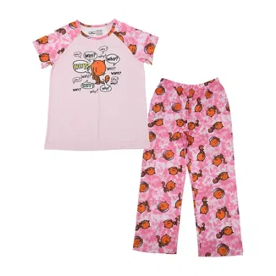 Bioworld Little & Big Kid Girls Crew Neck Short Sleeve 2-pc. Pajama Set In Pink