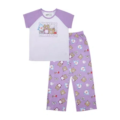 Bioworld Little & Big Kid Girls Lankybox Crew Neck Short Sleeve 2-pc. Pajama Set In Multi