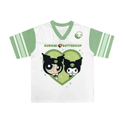 Bioworld Little & Big Kid Girls V Neck Short Sleeve Hello Kitty Graphic T-shirt In Green