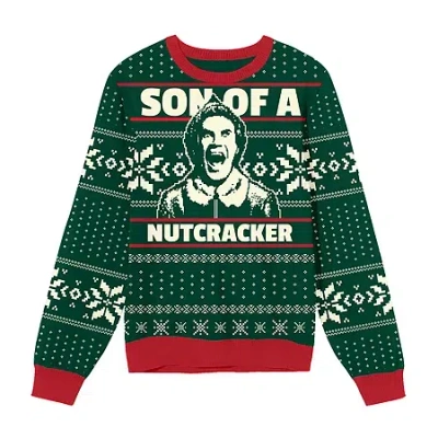 Bioworld Mens Crew Neck Long Sleeve Elf Pullover Sweater In Multi