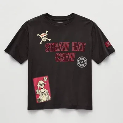 Bioworld One Piece Little & Big Kid Boys Crew Neck Short Sleeve Oversized Graphic T-shirt In Black