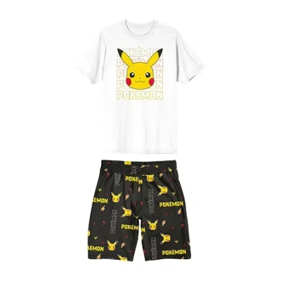 Bioworld Pokemon Mens Crew Neck Short Sleeve 2-pc. Pajama Set In White