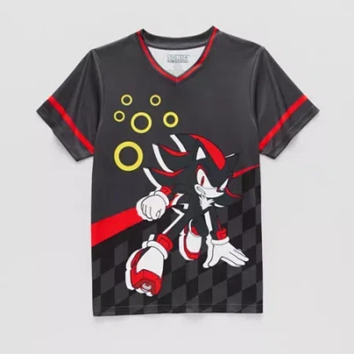 Bioworld Shadow Little & Big Kid Boys V Neck Sonic The Hedgehog Short Sleeve Jersey In Gray