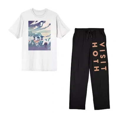 Bioworld Star Wars Mens Fleece Crew Neck Short Sleeve 2-pc. Pajama Set In White