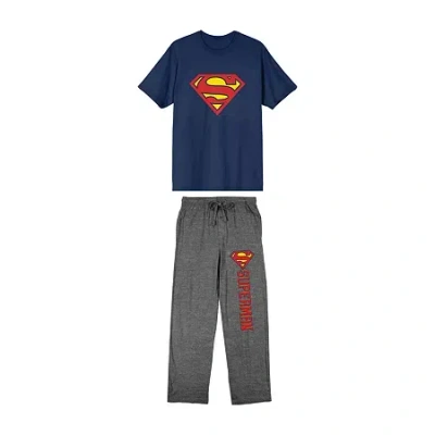 Bioworld Superman Mens Crew Neck Short Sleeve 2-pc. Pajama Set In Multi