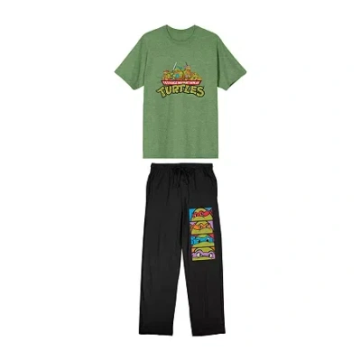 Bioworld Teenage Mutant Ninja Turtle Mens Crew Neck Short Sleeve 2-pc. Pajama Set In Green