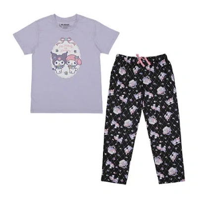 Bioworld Womens Kuromi Plush Crew Neck Short Sleeve 2-pc. Pajama Set In Multi