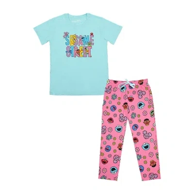 Bioworld Womens Sesame Street Plush Crew Neck Short Sleeve 2-pc. Pajama Set In Multi