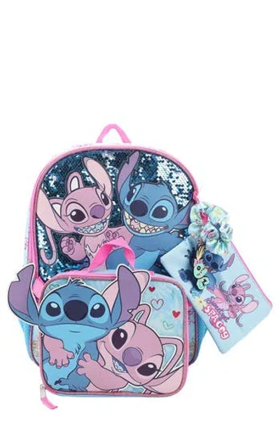 Bioworld X Disney® Kids' Stitch And Angel Five-piece Backpack Set In Blue