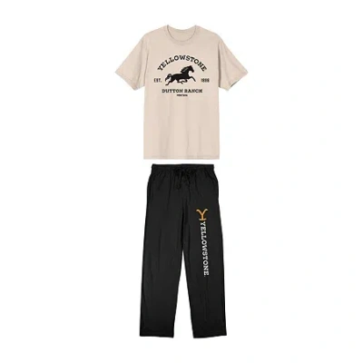 Bioworld Yellowstone Mens Crew Neck Short Sleeve 2-pc. Pajama Set In Multi