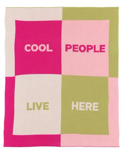 Biquette Cool People Live Here Knit Throw Blanket In Pink