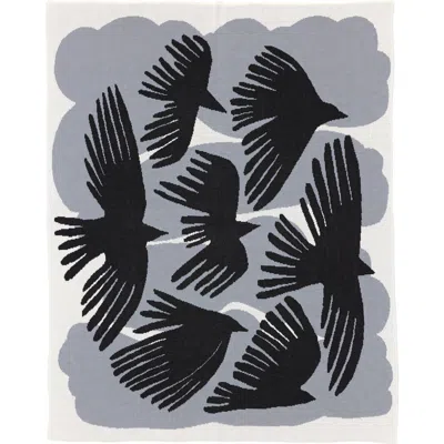 Biquette Crows Knit Throw Blanket In Blue