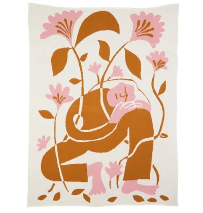 Biquette Grow Knit Throw Blanket In Red