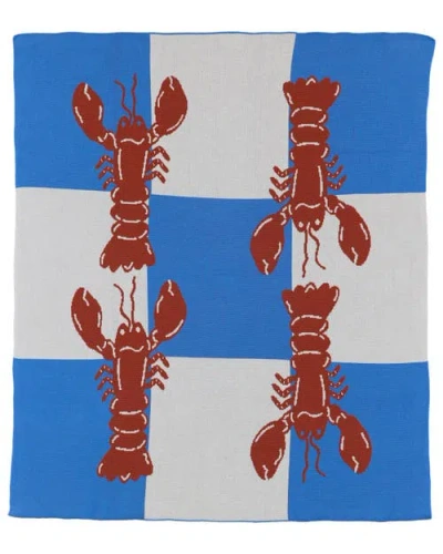 Biquette Lobster Tile Knit Throw Blanket