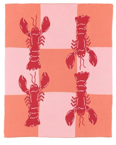 Biquette Lobster Tile Knit Throw Blanket