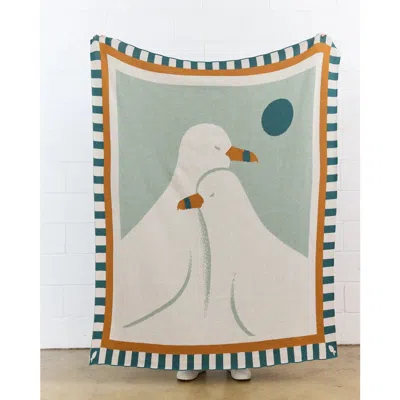 Biquette Lovebirds Knit Throw Blanket In Orange