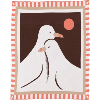 Biquette Lovebirds Knit Throw Blanket In Purple