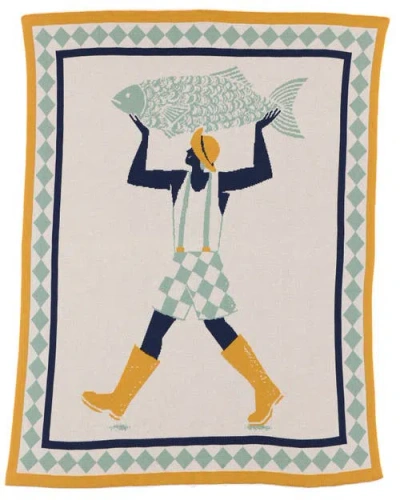 Biquette Un Beau Poisson Knit Throw Blanket
