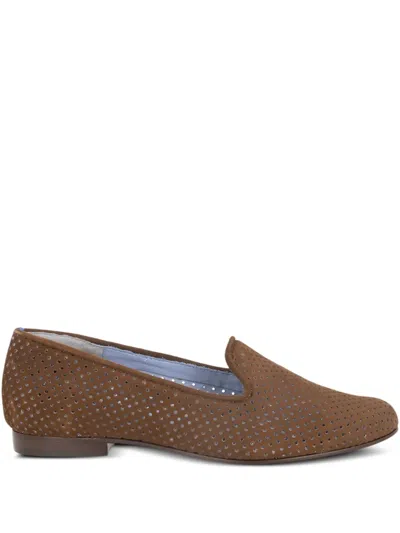 Bird&co Perforated Suede Loafers In Brown