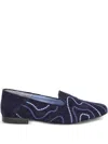 Bird&co Wave-embroidered Suede Loafers In Blue