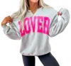 Bird & Co Wholesale Tees Lover Girl Crewneck Top In Ash Gray In Multi