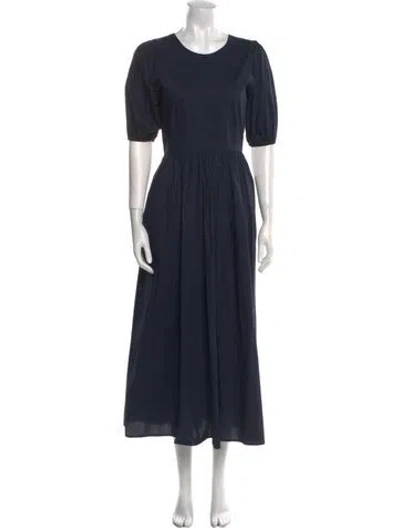 Pre-owned Bird & Knoll Crew Neck Long Dress In Blue