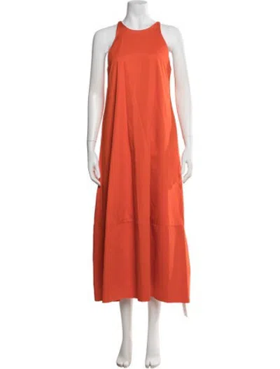 Pre-owned Bird & Knoll Crew Neck Long Dress In Red
