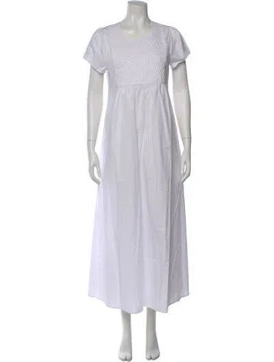Pre-owned Bird & Knoll Crew Neck Long Dress In White