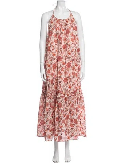 Pre-owned Bird & Knoll Floral Print Long Dress In Pink