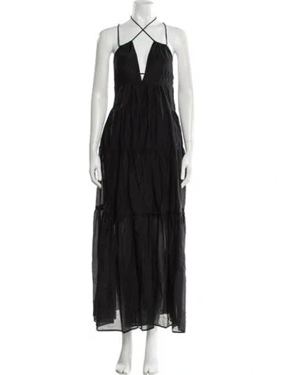 Pre-owned Bird & Knoll Halterneck Long Dress In Black