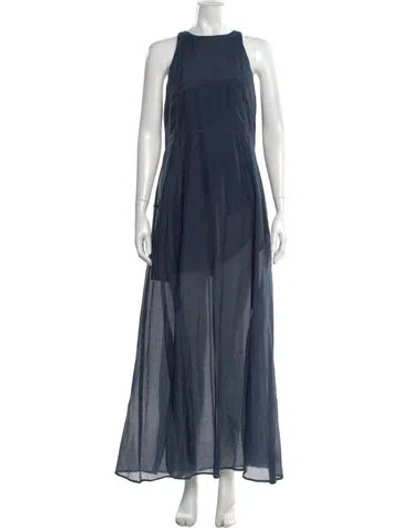Pre-owned Bird & Knoll Halterneck Long Dress W/ Tags In Blue