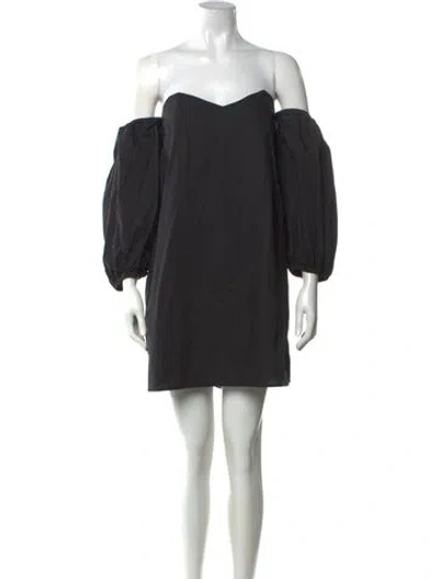 Pre-owned Bird & Knoll Off-the-shoulder Mini Dress In Black