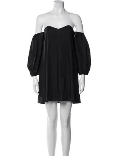Pre-owned Bird & Knoll Off-the-shoulder Mini Dress In Blue