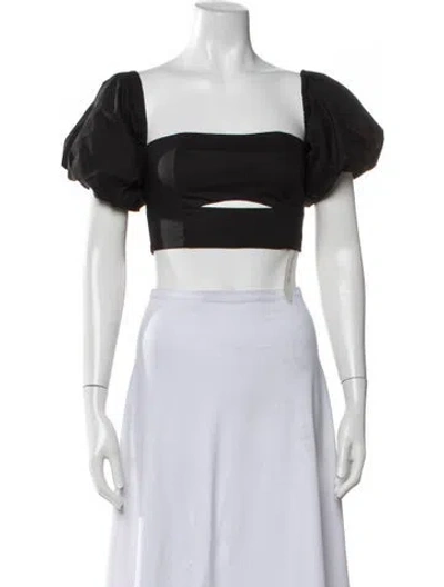 Pre-owned Bird & Knoll Off-the-shoulder Three-quarter Sleeve Crop Top In Black