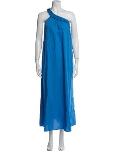 Pre-owned Bird & Knoll One-shoulder Long Dress In Blue
