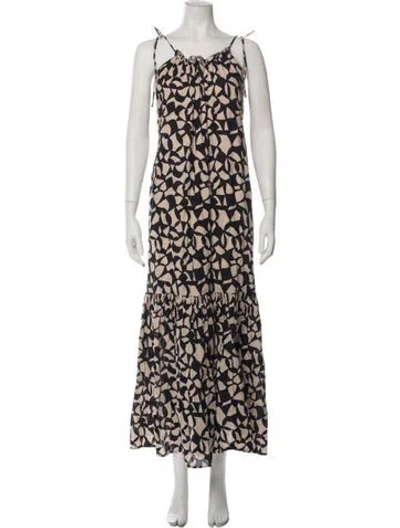 Pre-owned Bird & Knoll Patterned Long Dress In Neutrals