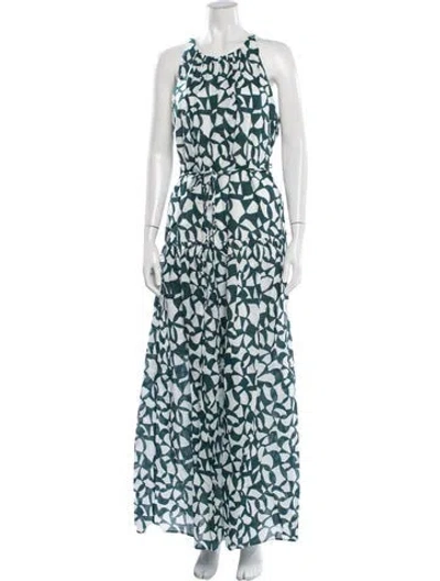 Pre-owned Bird & Knoll Patterned Long Dress W/ Tags In Blue