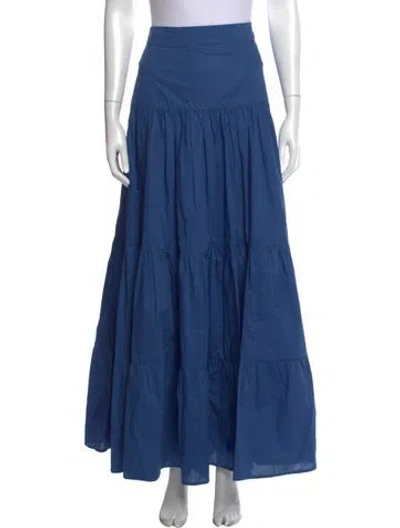 Pre-owned Bird & Knoll Pleated Accents Long Skirt In Blue