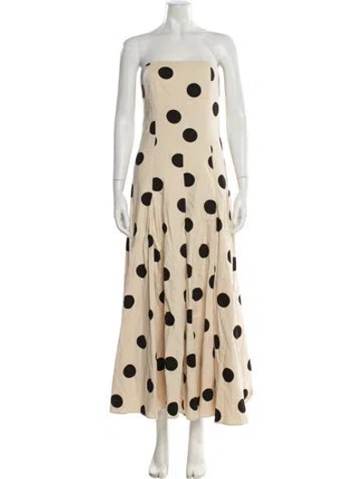 Pre-owned Bird & Knoll Polka Dot Print Long Dress W/ Tags In Neutral