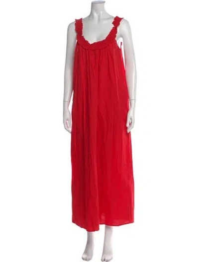 Pre-owned Bird & Knoll Scoop Neck Long Dress In Pink