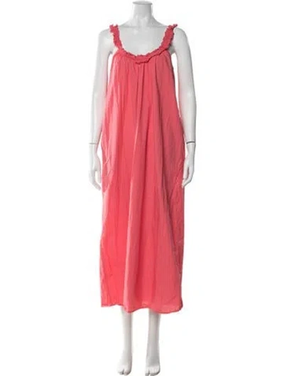 Pre-owned Bird & Knoll Scoop Neck Long Dress In Pink
