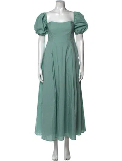 Pre-owned Bird & Knoll Square Neckline Long Dress In Blue