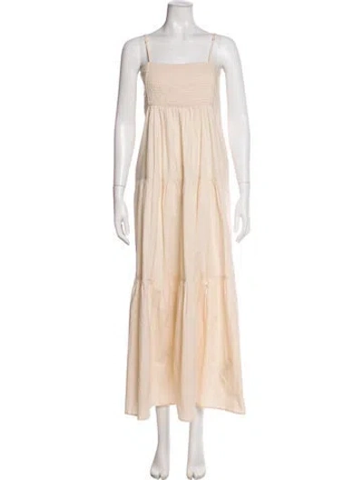Pre-owned Bird & Knoll Square Neckline Long Dress In Neutral