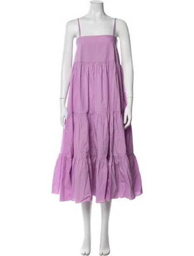 Pre-owned Bird & Knoll Square Neckline Long Dress In Purple