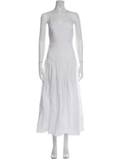 Pre-owned Bird & Knoll Square Neckline Long Dress In White