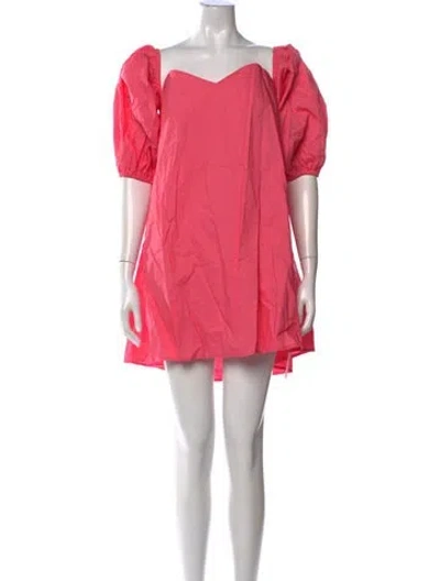 Pre-owned Bird & Knoll Square Neckline Mini Dress W/ Tags In Red